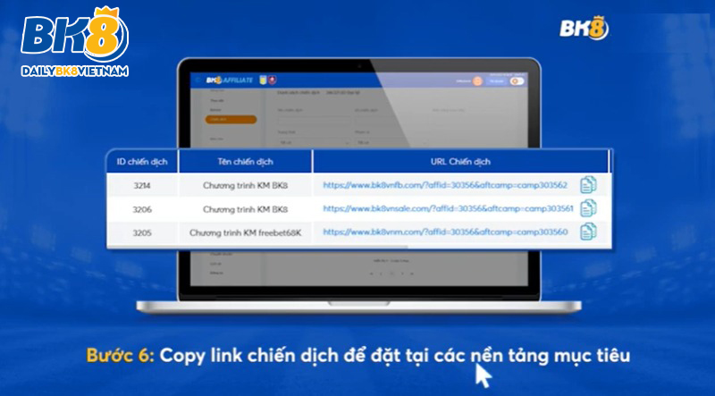 Copy link liên kết chiến dịch