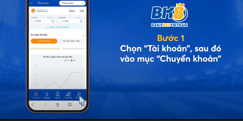 Đăng nhập chọn chuyển khoản