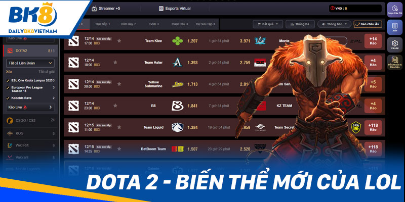 Cá cược thể thao BK8 Dota 2 - Biến thể mới của LOL